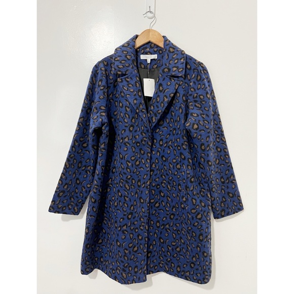 Adyson Parker Jackets & Blazers - Adyson Parker Navy Blue Cheetah Print Button Coat Size Large